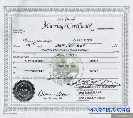 Realistic Nevada County clark marriage certificate real example